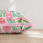 Holly Jolly Pink Banner Throw Pillow - Hillcroft Home
