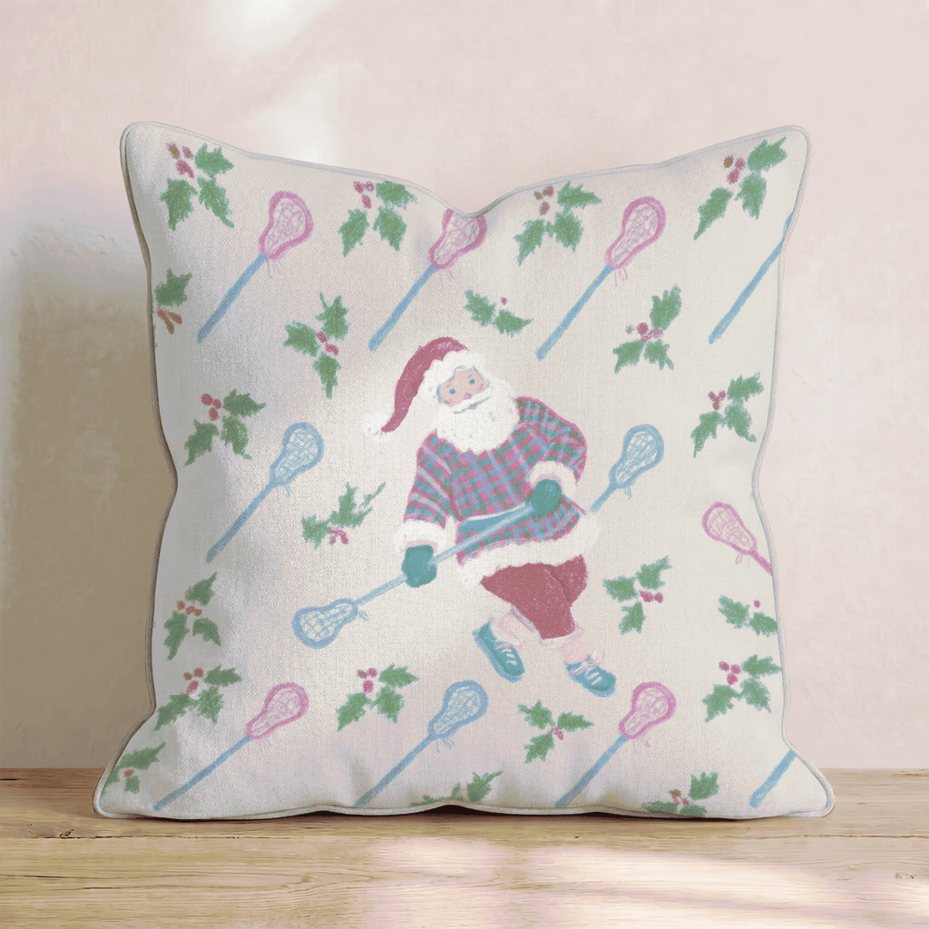 Holly Lacrosse Santa Throw Pillow - Hillcroft Home