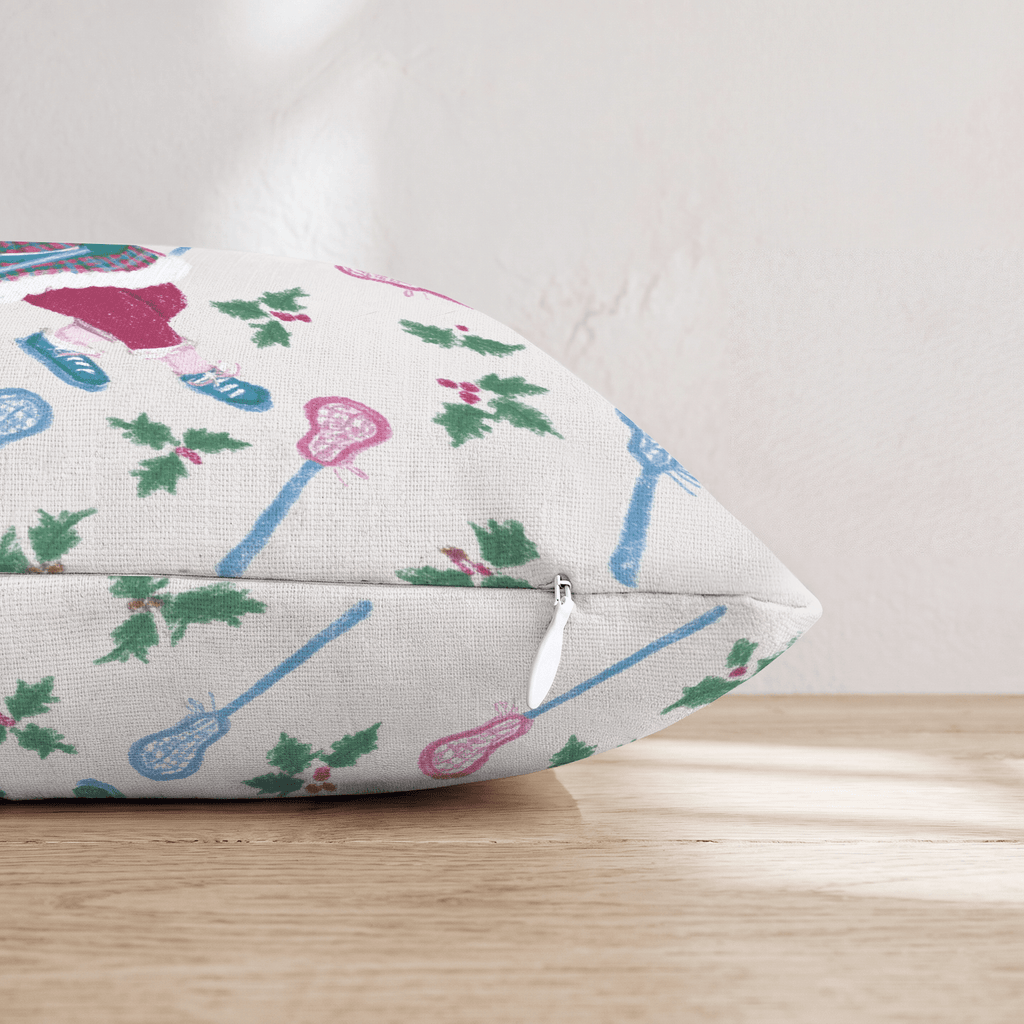 Holly Lacrosse Santa Throw Pillow - Hillcroft Home