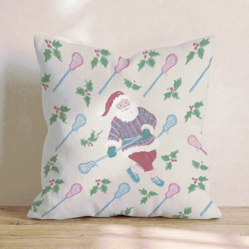 Holly Lacrosse Santa Throw Pillow - Hillcroft Home