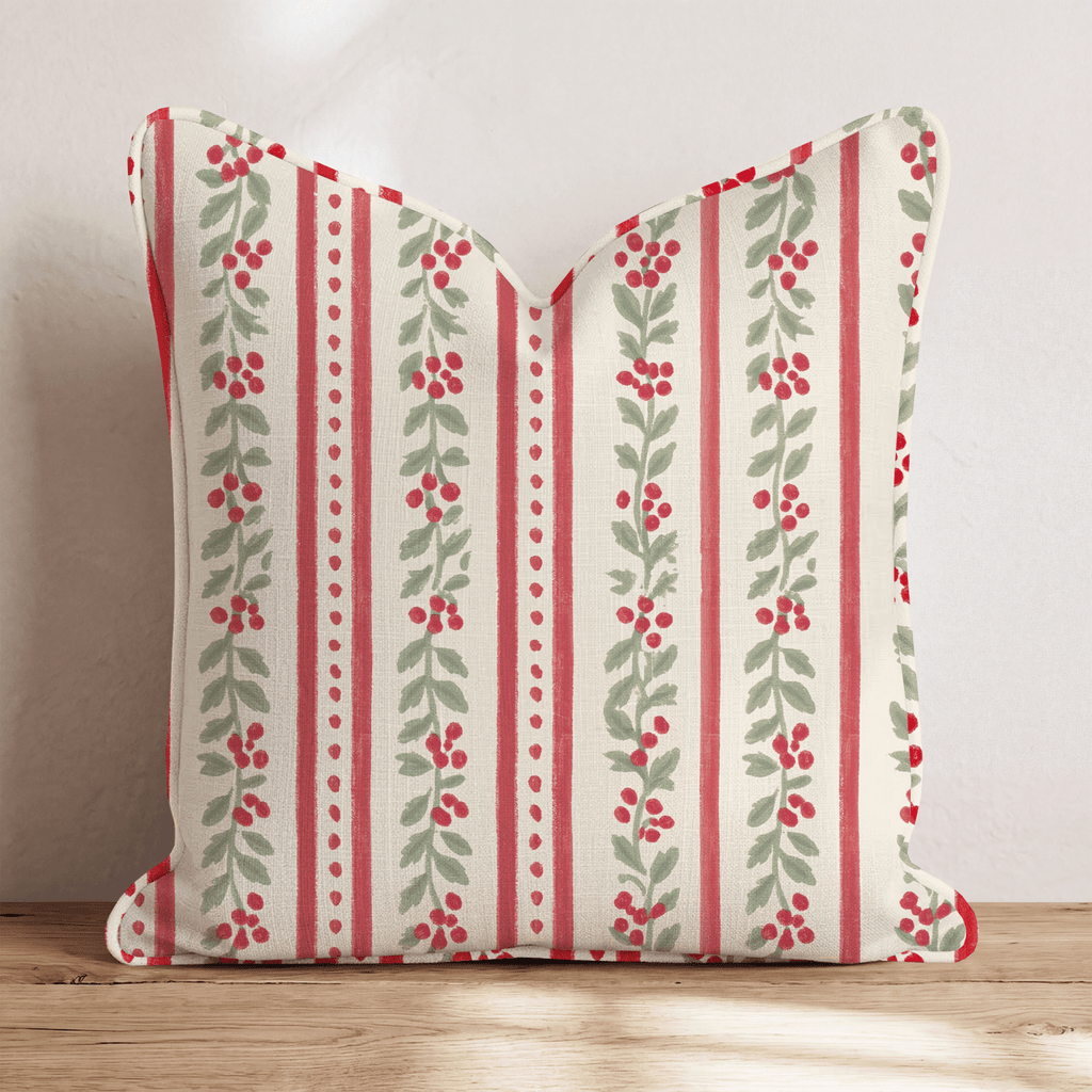 Holly Lane Stripe Throw Pillow throw pillow - Hillcroft Home