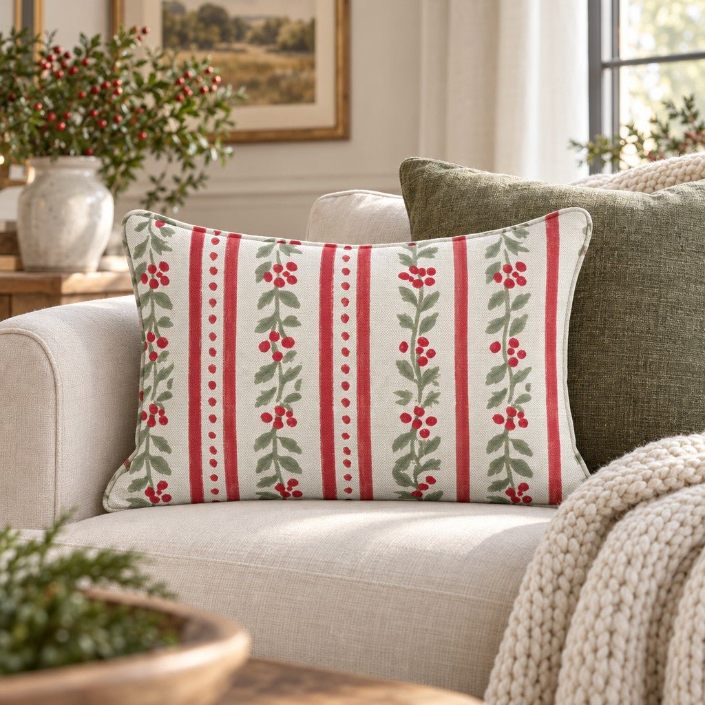 Holly Lane Stripe Throw Pillow throw pillow - Hillcroft Home
