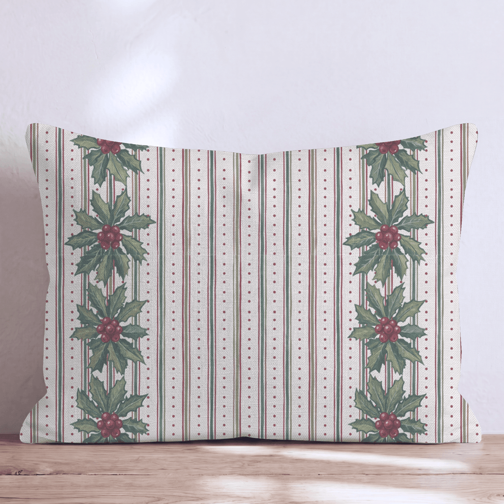 Holly Lodge Border Throw Pillow throw pillow - Hillcroft Home