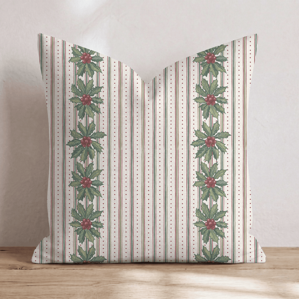 Holly Lodge Border Throw Pillow throw pillow - Hillcroft Home