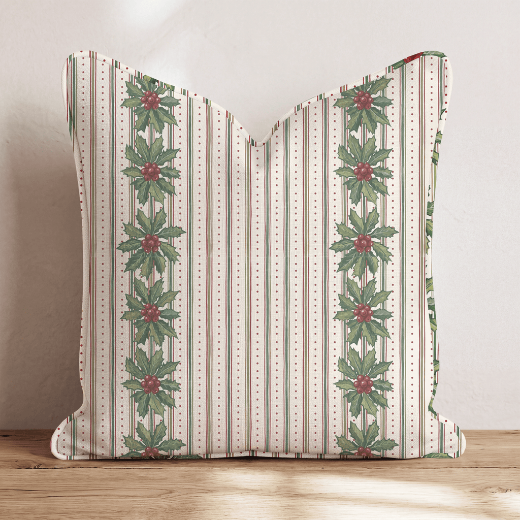 Holly Lodge Border Throw Pillow throw pillow - Hillcroft Home