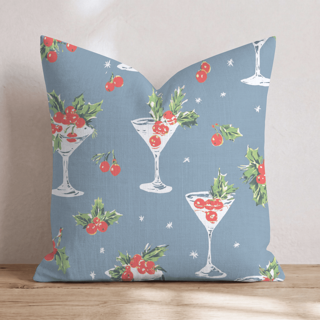 Holly Martini Slate Throw Pillow - Hillcroft Home