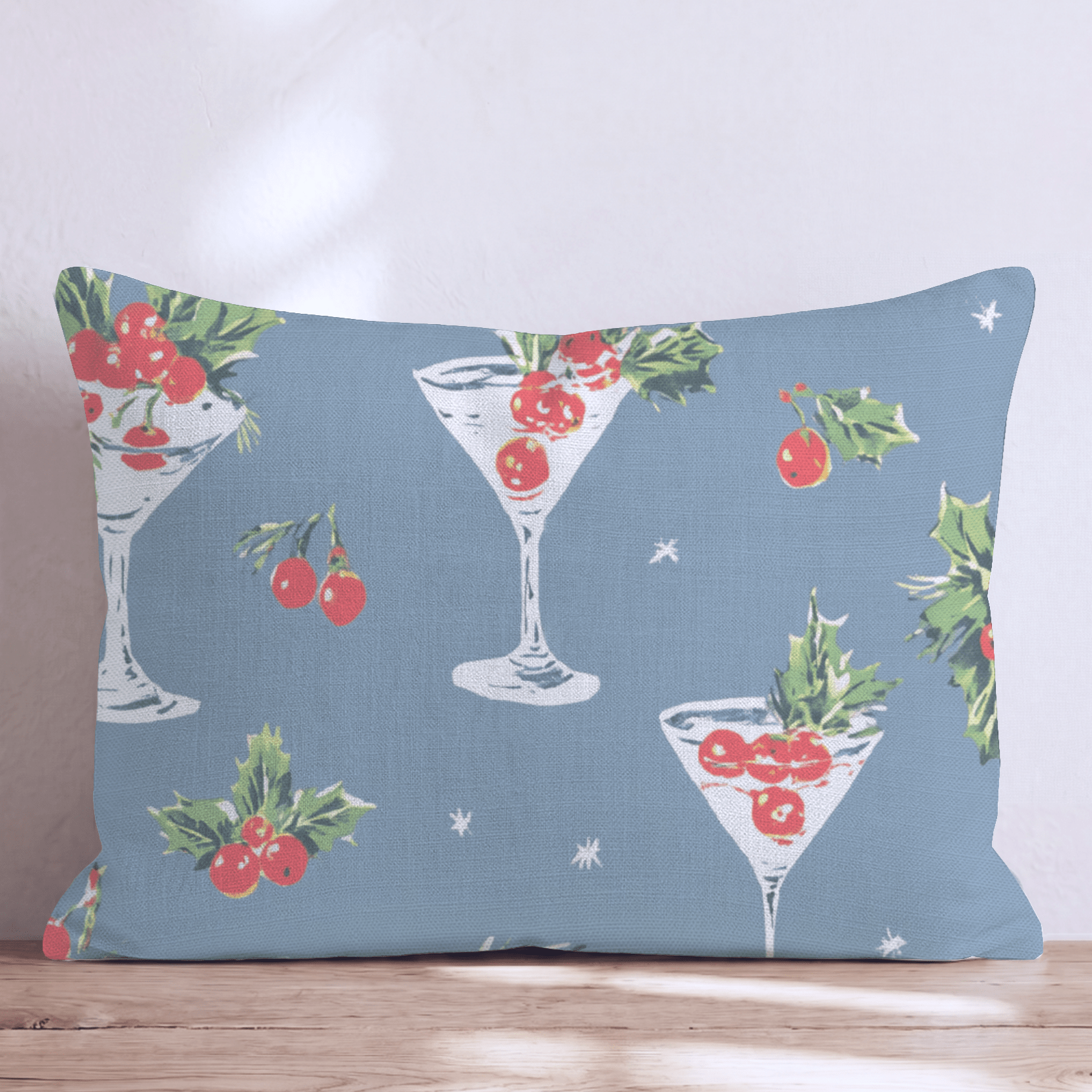 Holly Martini Slate Throw Pillow - Hillcroft Home