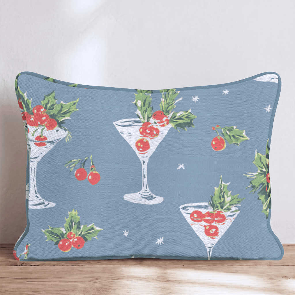 Holly Martini Slate Throw Pillow - Hillcroft Home