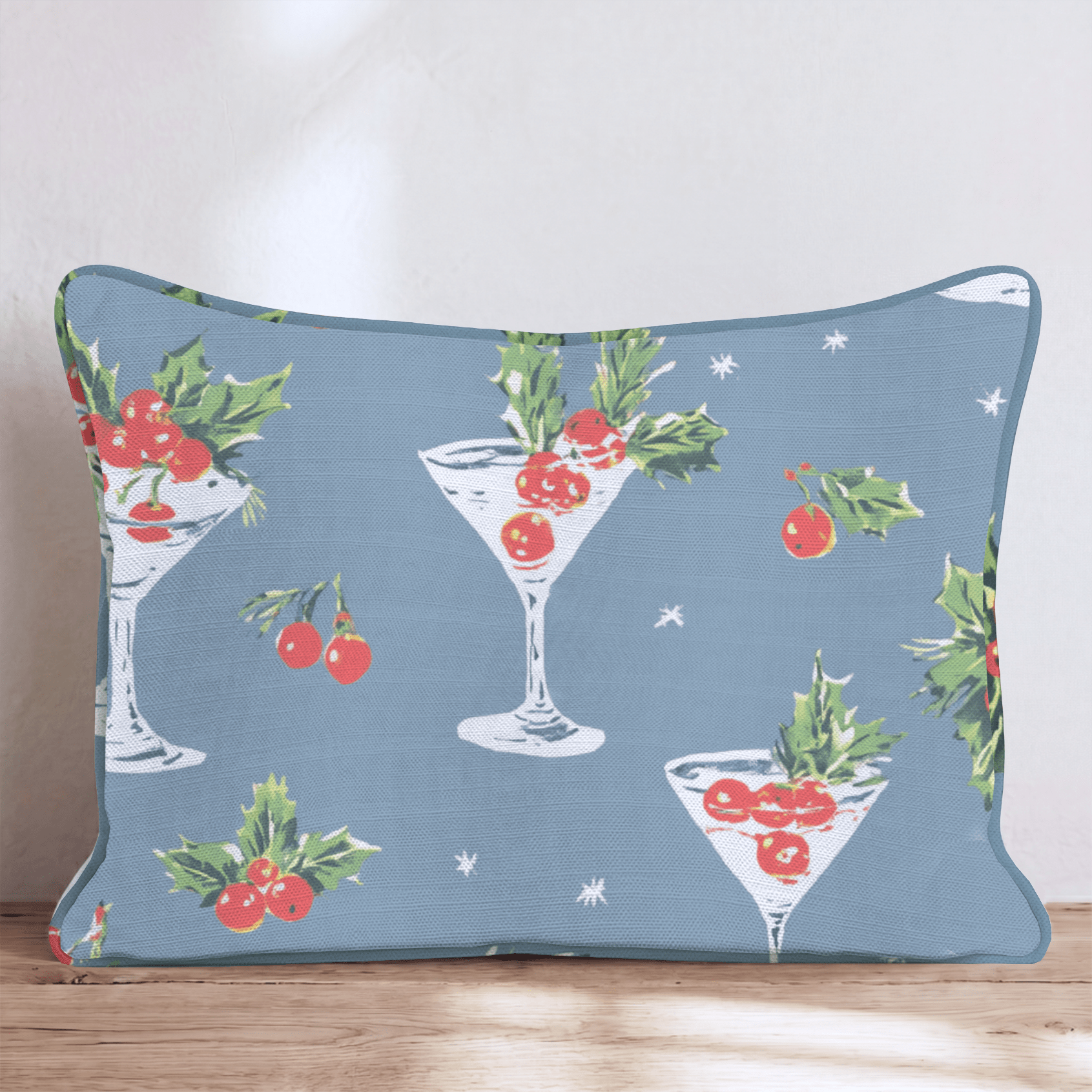Holly Martini Slate Throw Pillow - Hillcroft Home