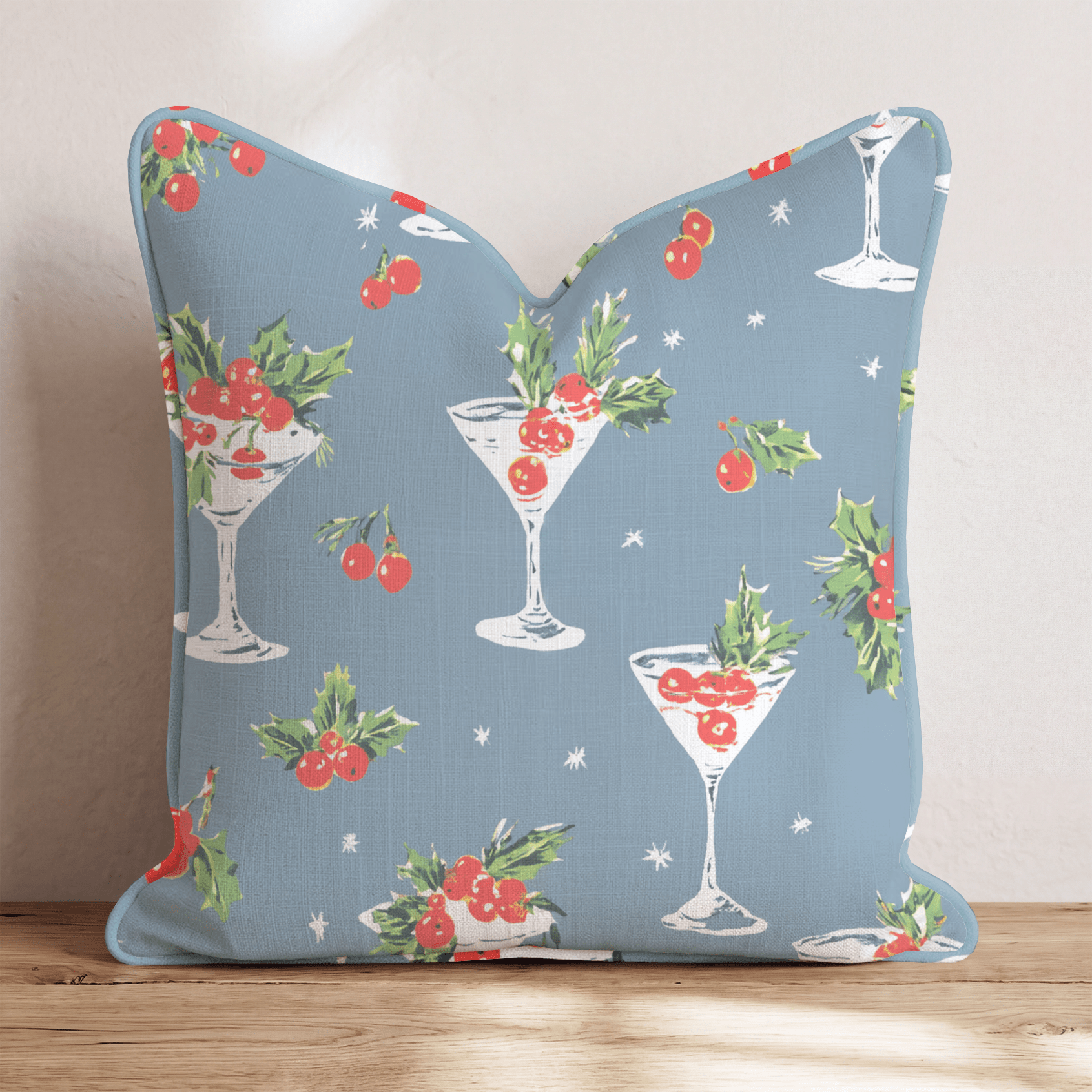 Holly Martini Slate Throw Pillow - Hillcroft Home