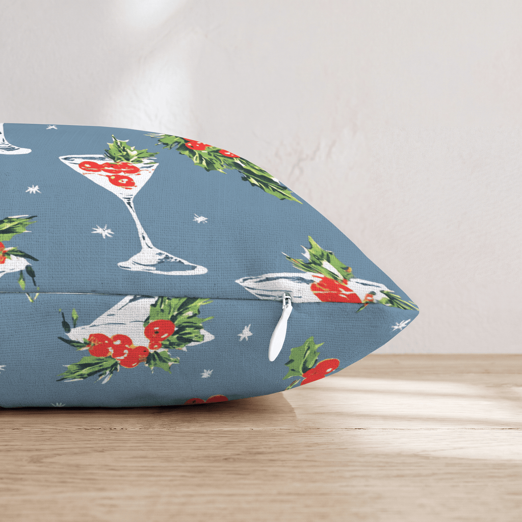 Holly Martini Slate Throw Pillow - Hillcroft Home