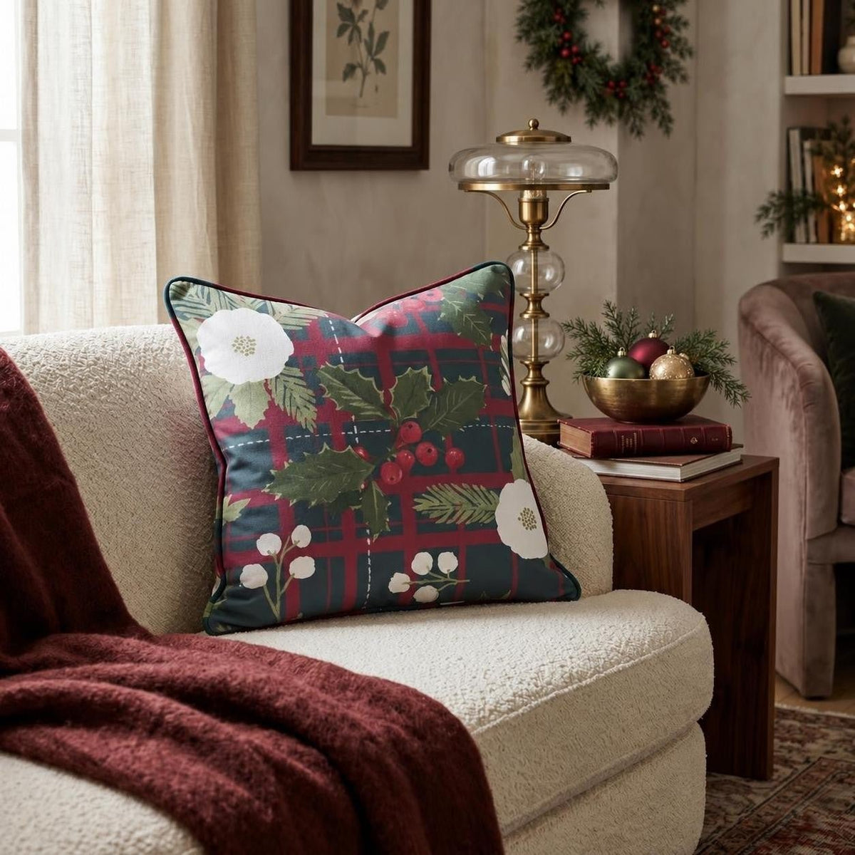 Holly n' Jolly Throw Pillow throw pillow - Hillcroft Home