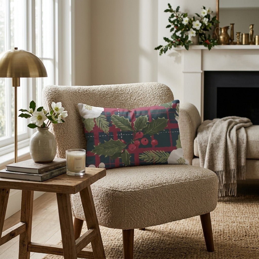 Holly n' Jolly Throw Pillow - Hillcroft Home