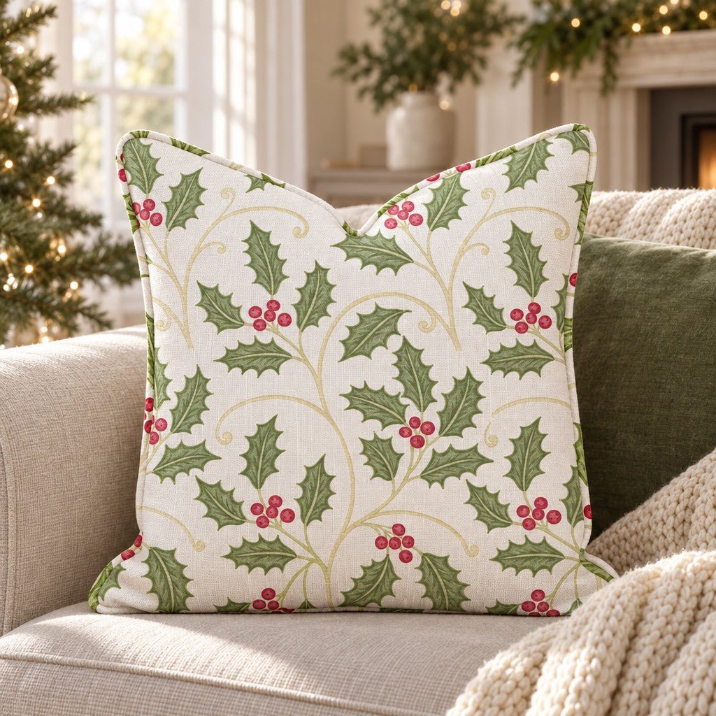 Holly Scroll Throw Pillow throw pillow - Hillcroft Home