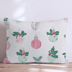 Holly Top Ornament Cream Throw Pillow - Hillcroft Home
