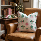 Holly Top Ornament Cream Throw Pillow - Hillcroft Home