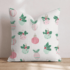 Holly Top Ornament Cream Throw Pillow - Hillcroft Home