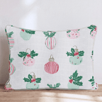 Holly Top Ornament Cream Throw Pillow - Hillcroft Home
