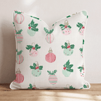 Holly Top Ornament Cream Throw Pillow - Hillcroft Home