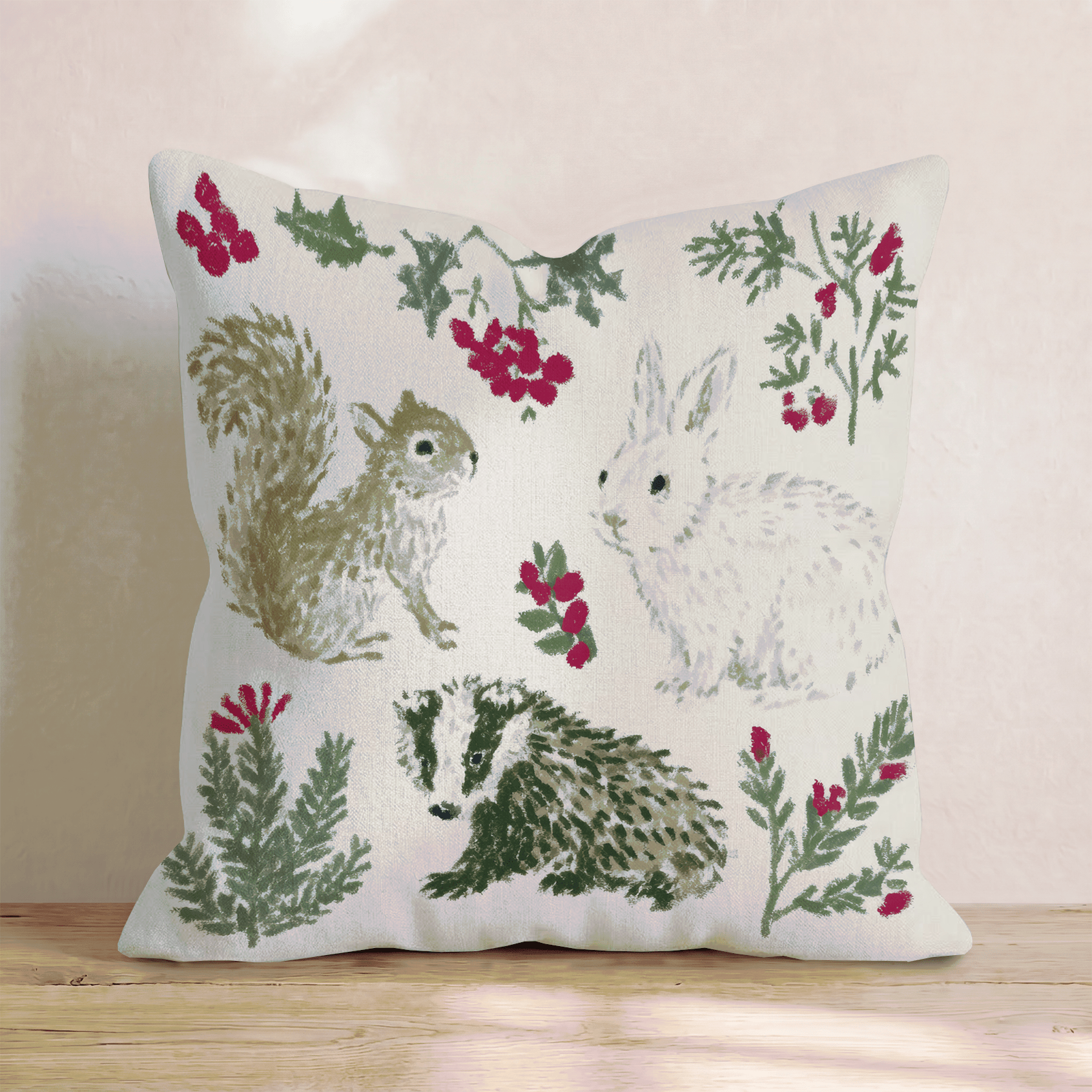 Holly Woodlands Throw Pillow - Hillcroft Home