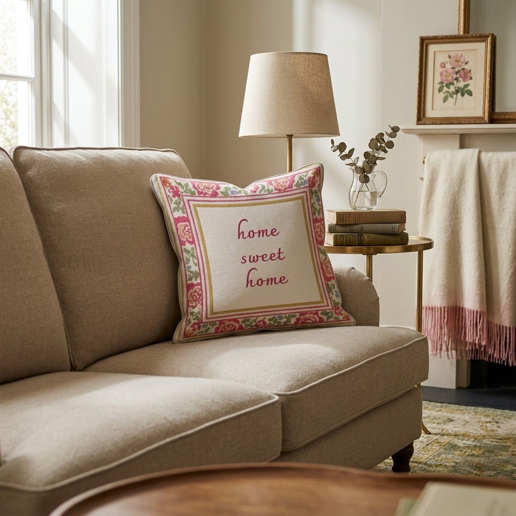 Home Sweet Home Roses Throw Pillow - Hillcroft Home