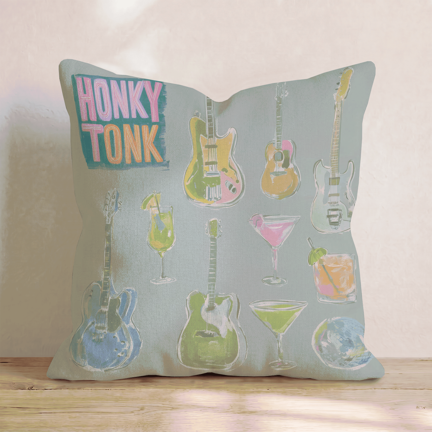 Honky Tonk Collage_ Throw Pillow - Hillcroft Home