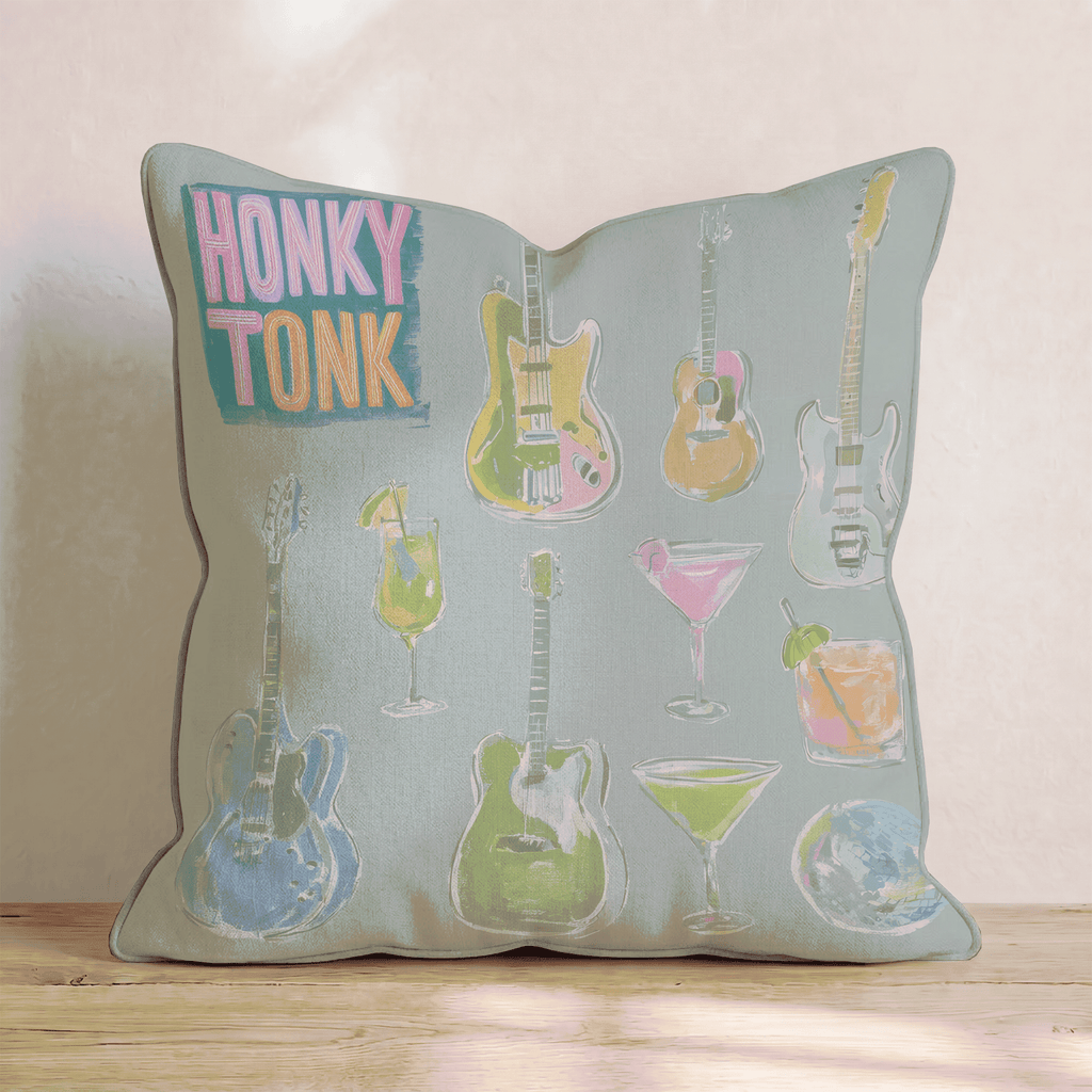 Honky Tonk Collage_ Throw Pillow - Hillcroft Home