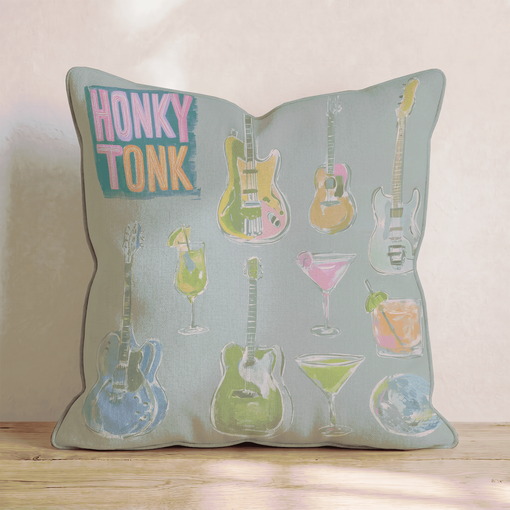 Honky Tonk Collage_ Throw Pillow - Hillcroft Home