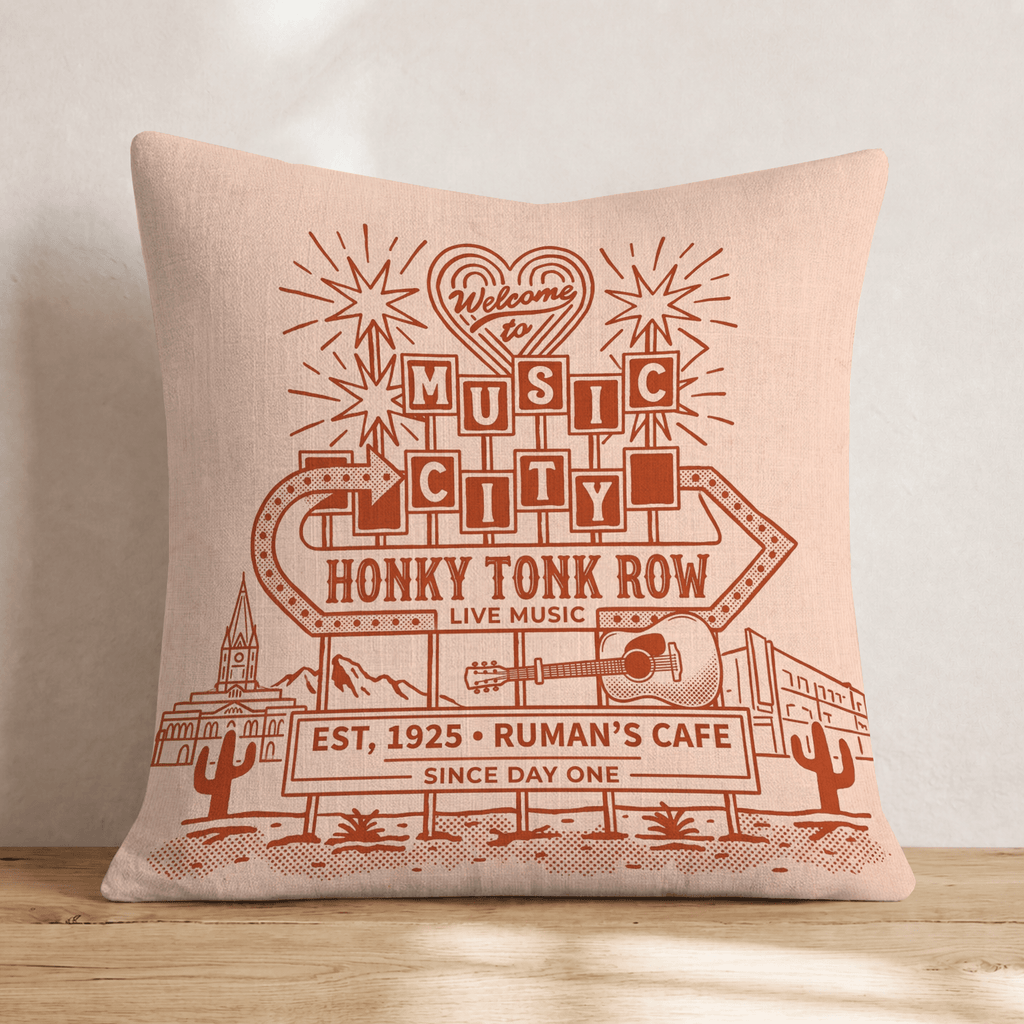 Honky Tonk Town Throw Pillow - Hillcroft Home