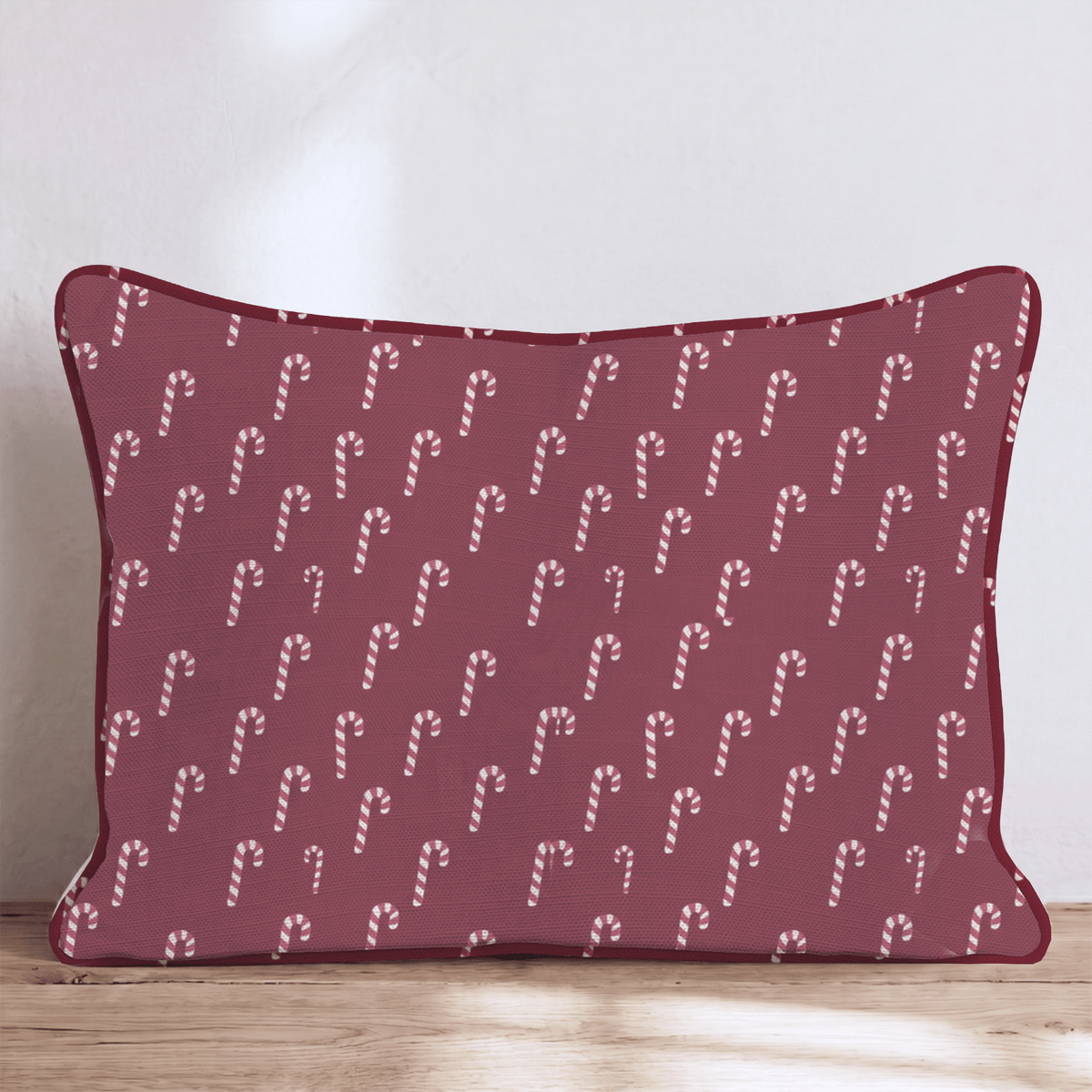 Hooked on Canes Cranberry Throw Pillow throw pillow - Hillcroft Home