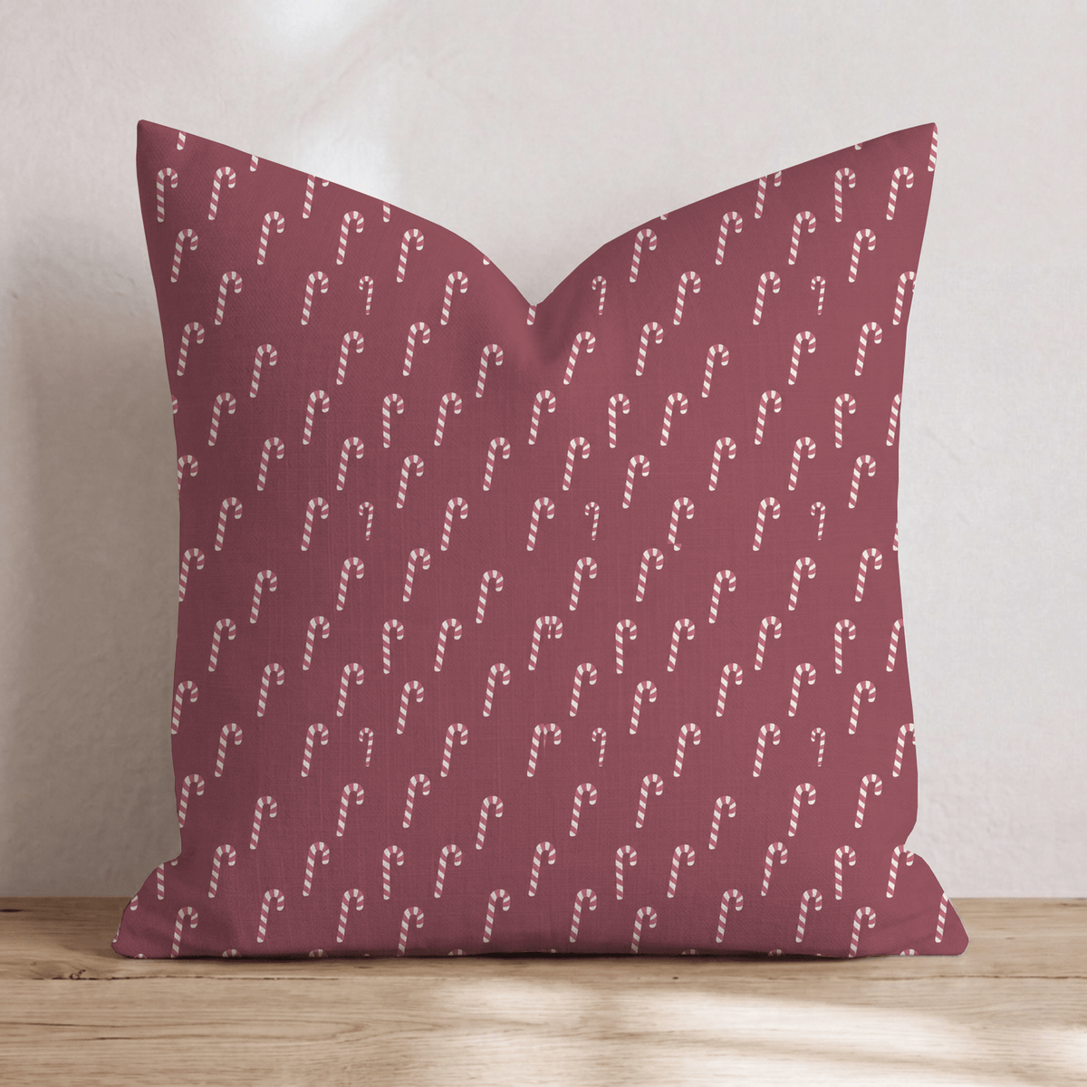 Hooked on Canes Cranberry Throw Pillow throw pillow - Hillcroft Home