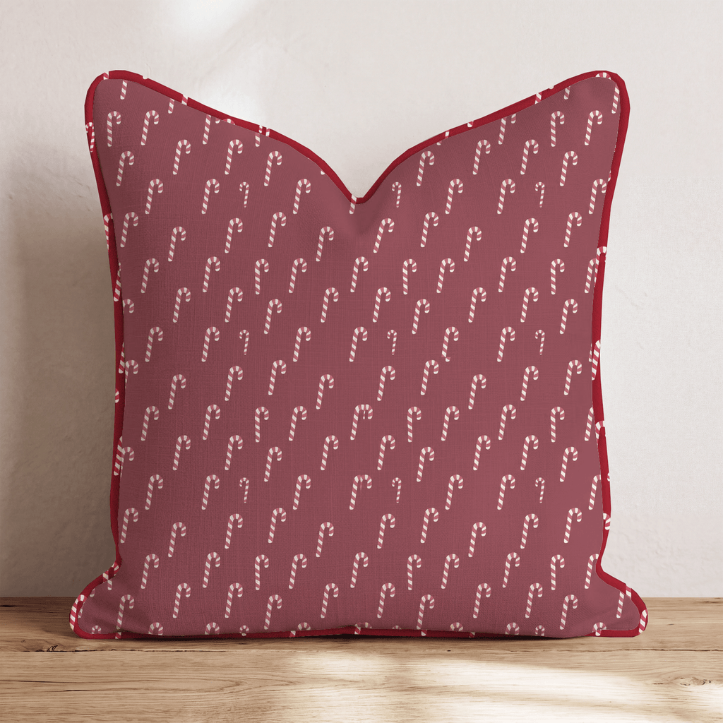 Hooked on Canes Cranberry Throw Pillow throw pillow - Hillcroft Home