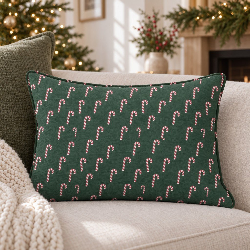 Hooked on Canes Green Throw Pillow throw pillow - Hillcroft Home