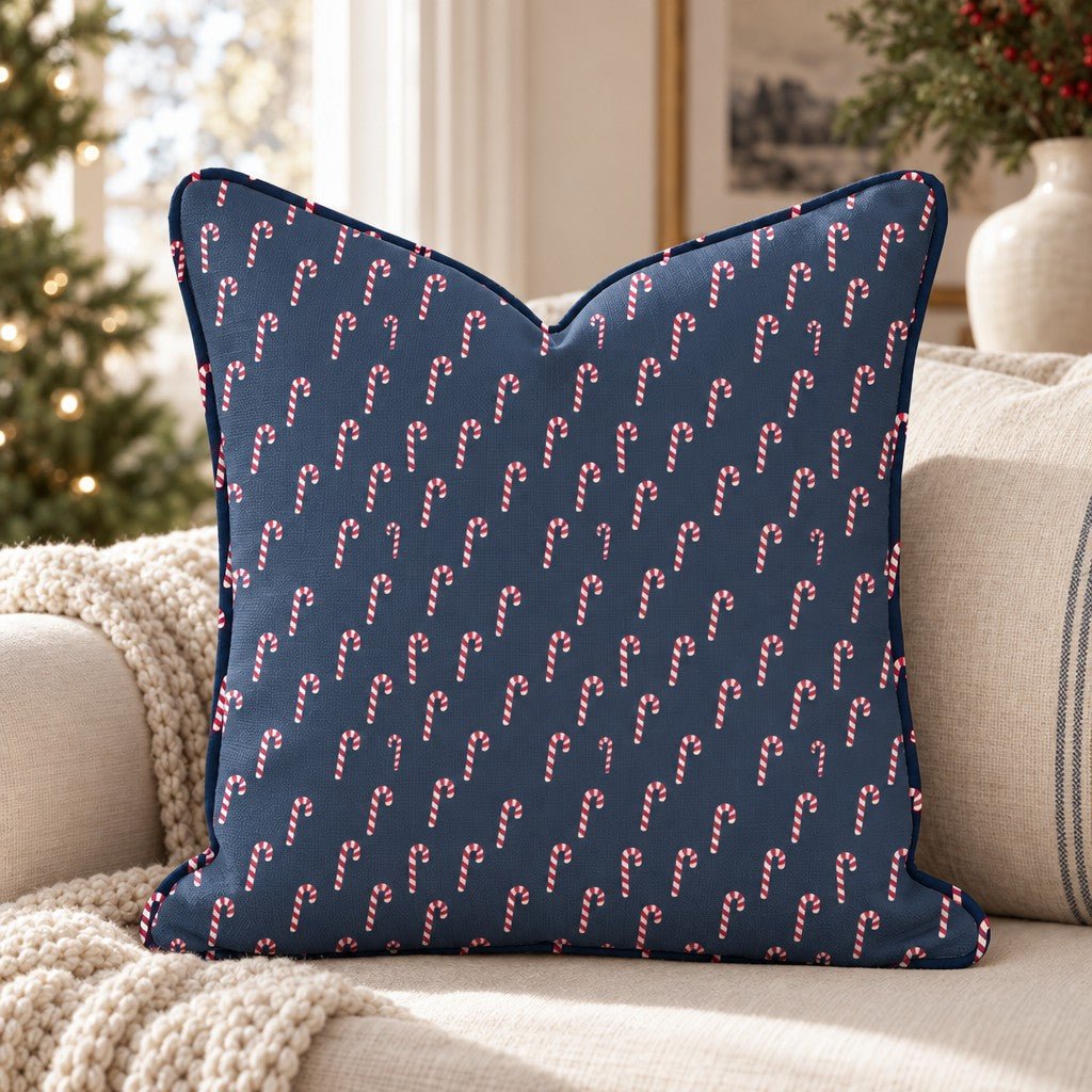 Hooked on Canes Navy Throw Pillow throw pillow - Hillcroft Home