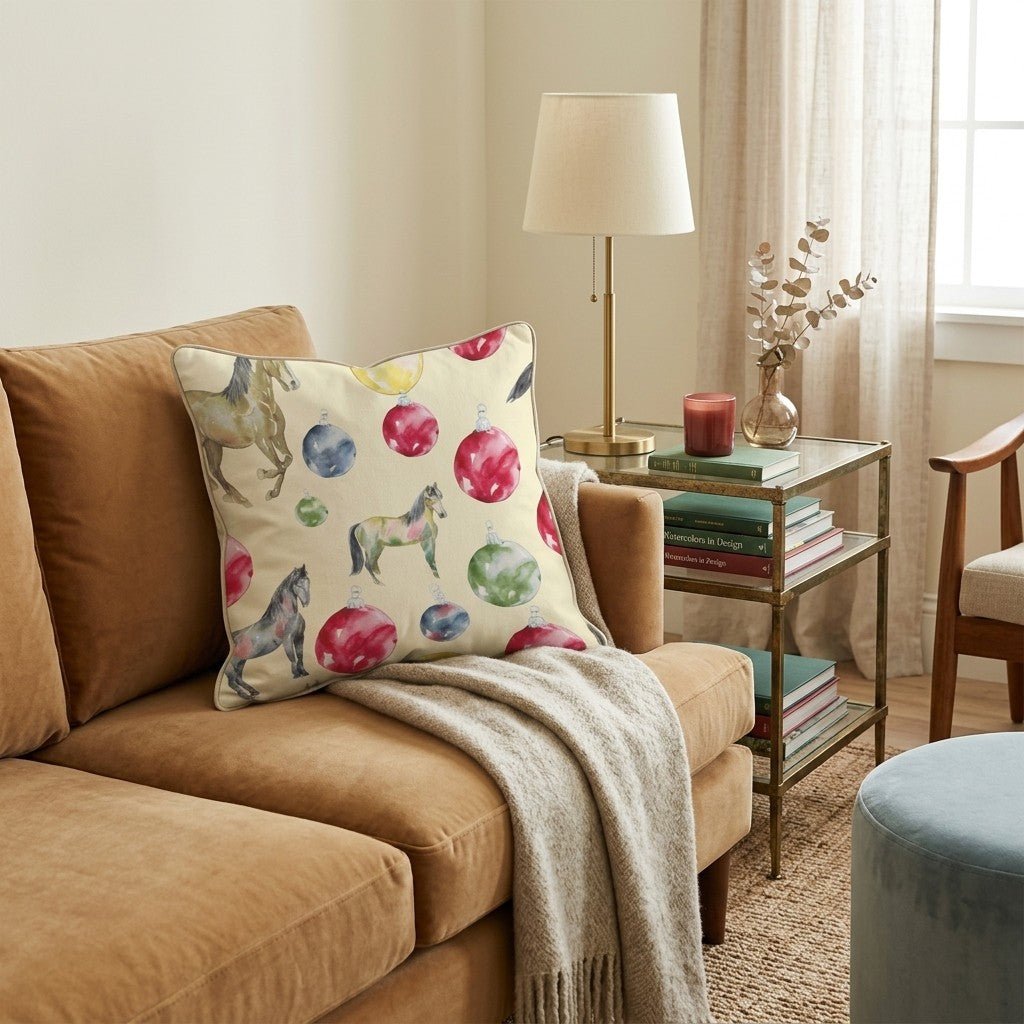 Horses and Ornaments Throw Pillow - Hillcroft Home