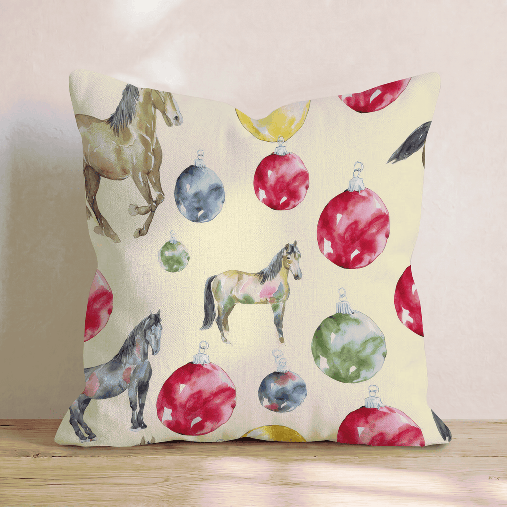 Horses and Ornaments Throw Pillow - Hillcroft Home