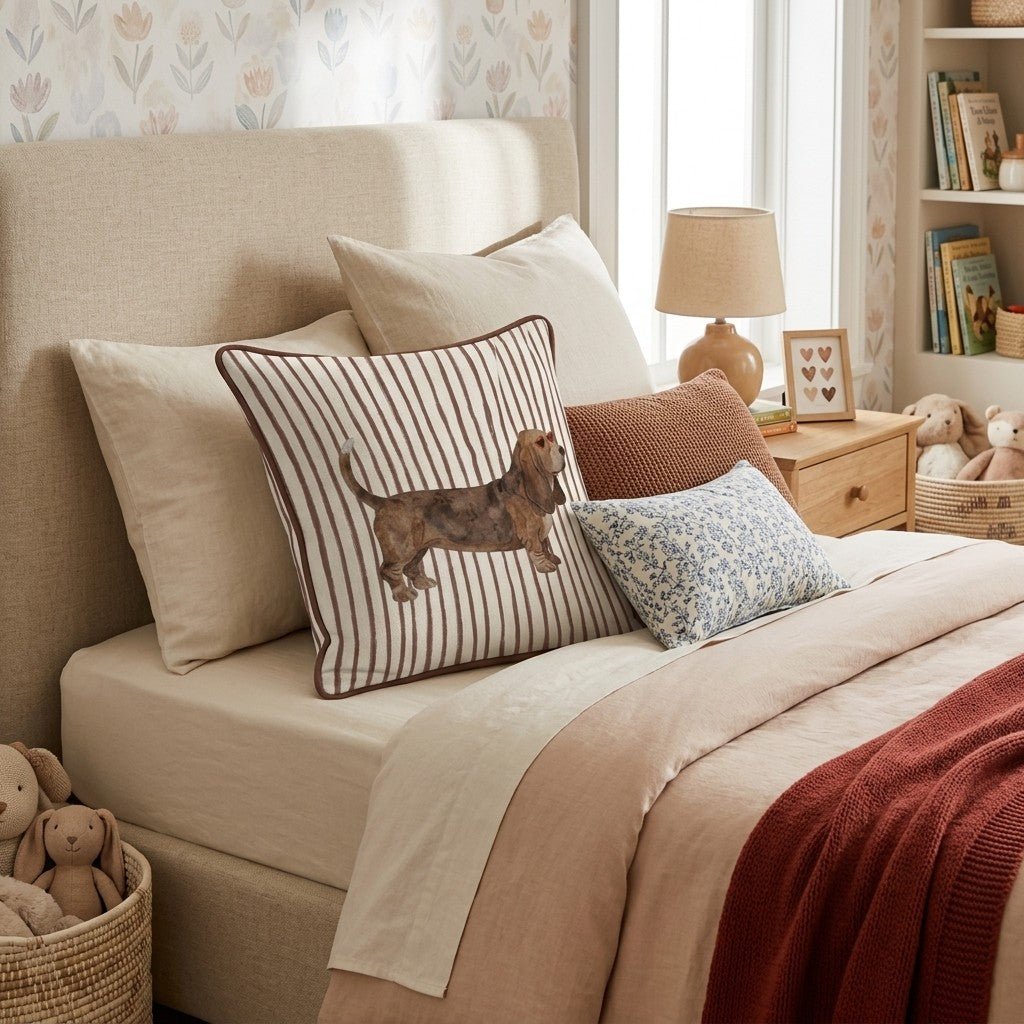 Hot Diggity Basset Hound Throw Pillow - Hillcroft Home