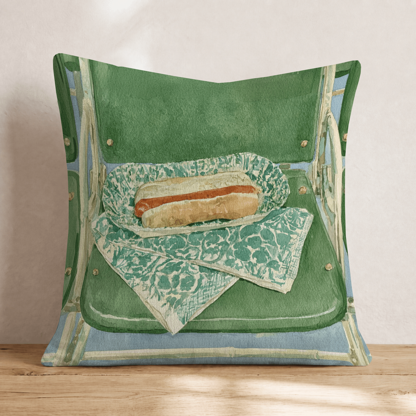 Hot Dog At The Park Throw Pillow - Hillcroft Home