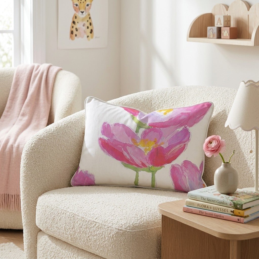 Hot Pink Cosmos Throw Pillow - Hillcroft Home