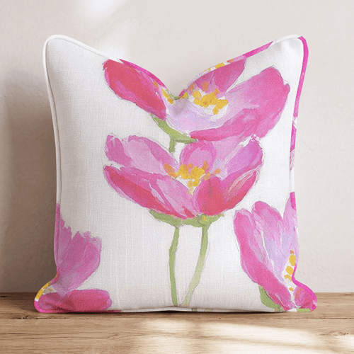 Hot Pink Cosmos Throw Pillow - Hillcroft Home