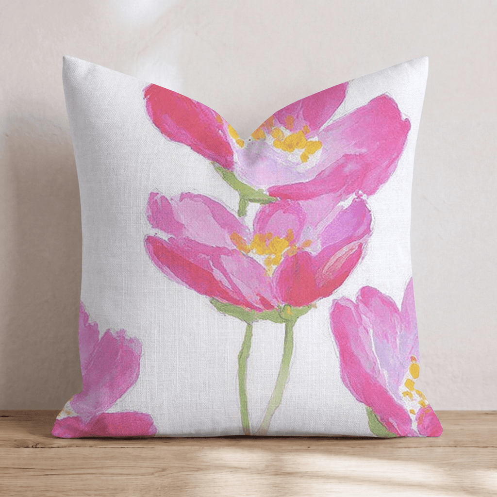 Hot Pink Cosmos Throw Pillow - Hillcroft Home