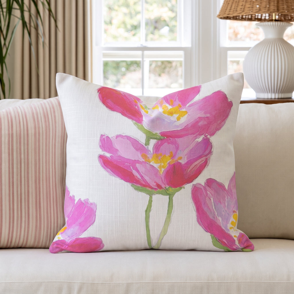 Hot Pink Cosmos Throw Pillow throw pillow - Hillcroft Home