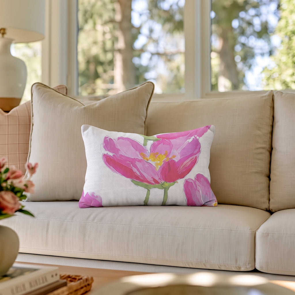 Hot Pink Cosmos Throw Pillow throw pillow - Hillcroft Home