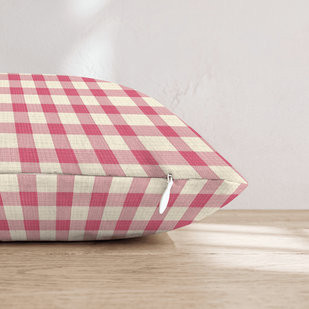 Hot Pink Gingham Throw Pillow - Hillcroft Home