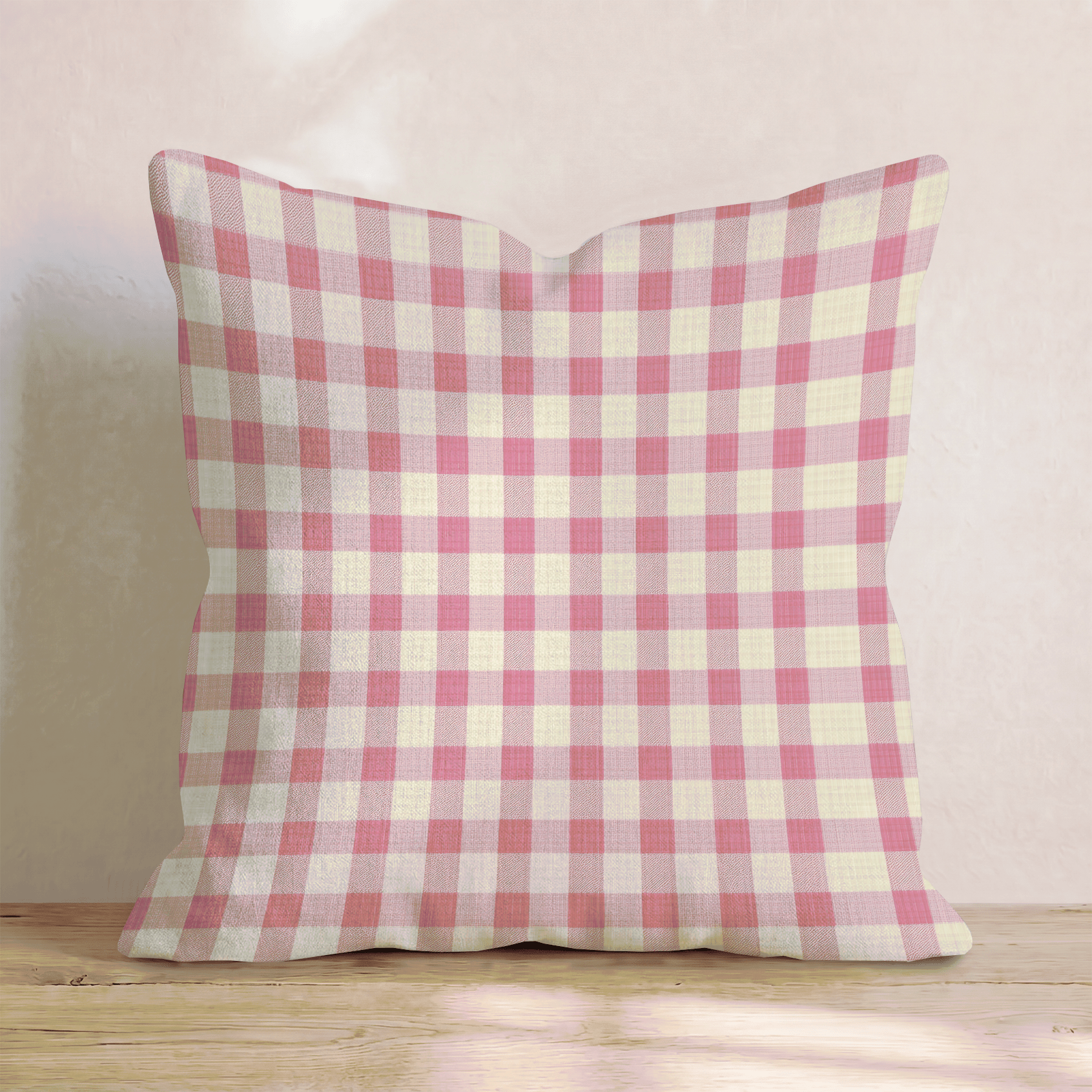 Hot Pink Gingham Throw Pillow - Hillcroft Home