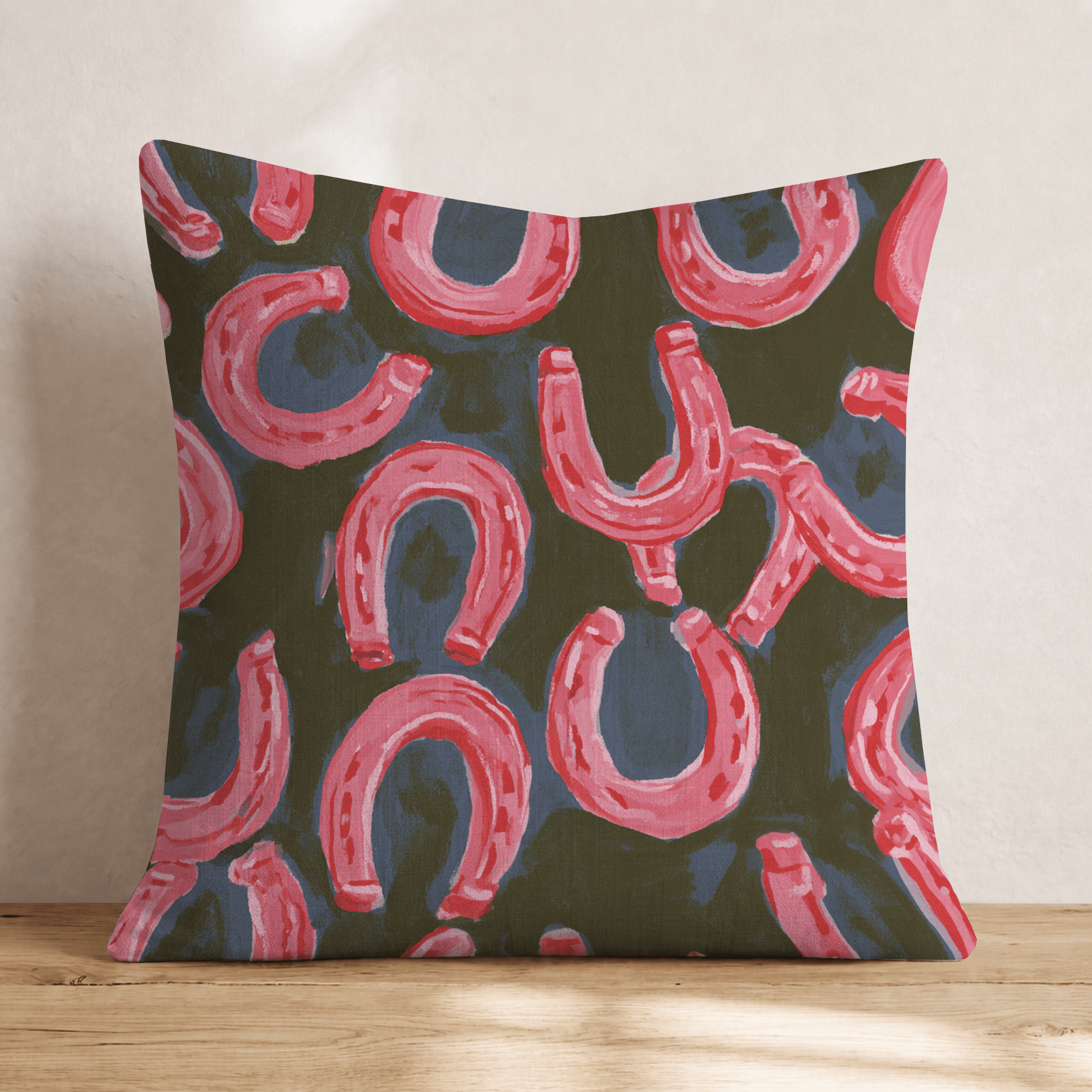 Hot Pink Horseshoes Throw Pillow - Hillcroft Home