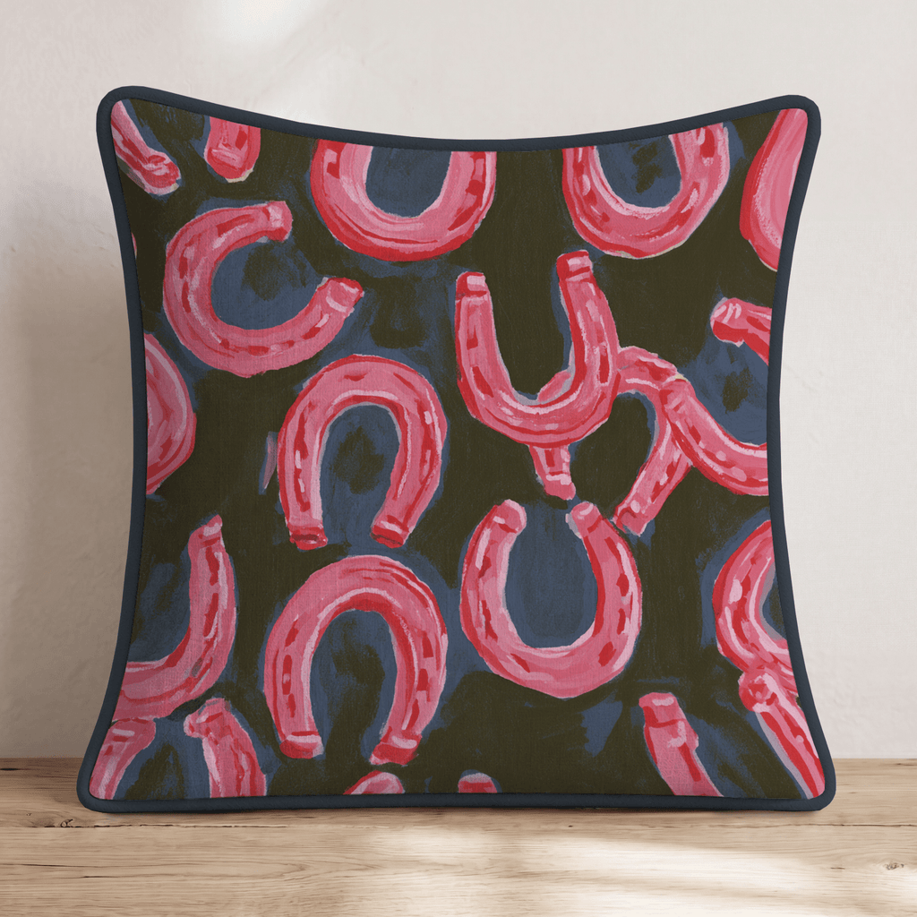 Hot Pink Horseshoes Throw Pillow - Hillcroft Home
