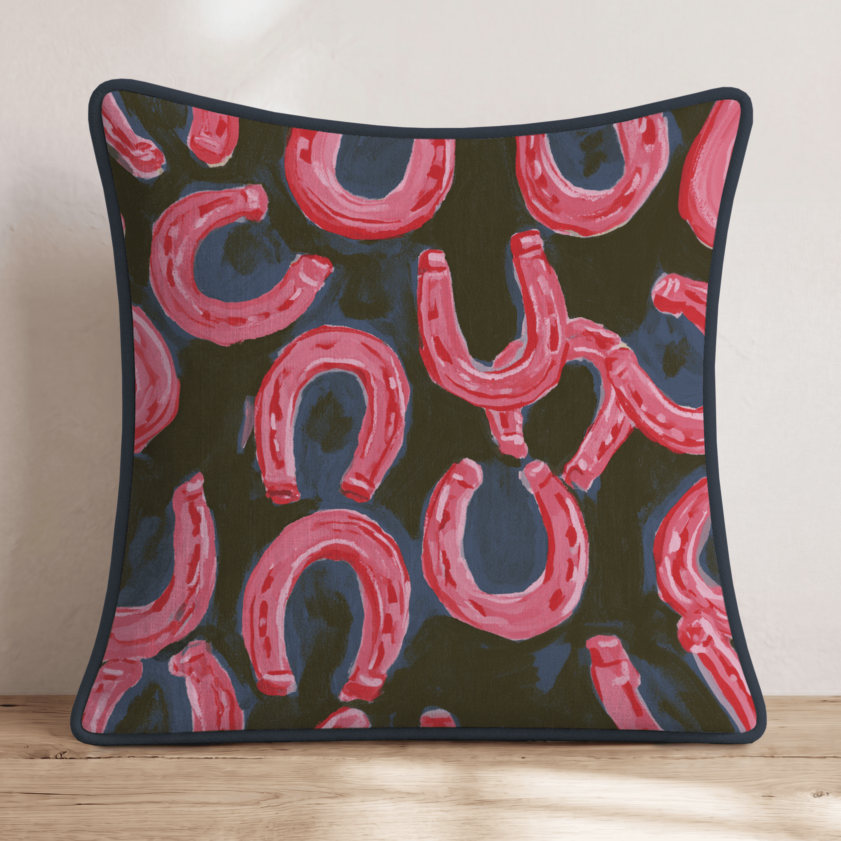 Hot Pink Horseshoes Throw Pillow - Hillcroft Home