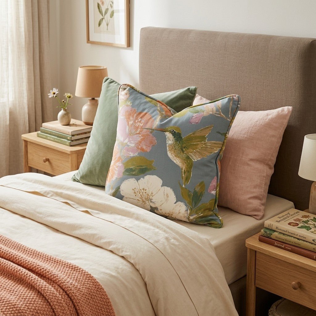 Hummingbird Gardens Throw Pillow - Hillcroft Home