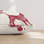 Hunting Dog Toile Red Throw Pillow - Hillcroft Home